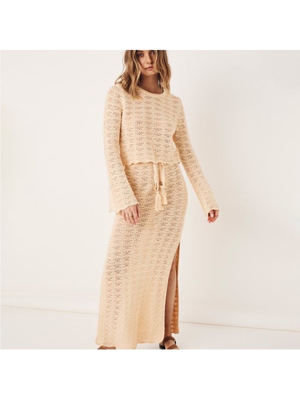 Spell & The Gypsy Collective Road to Paradise Knit Skirt – Medium Wheat – NWT